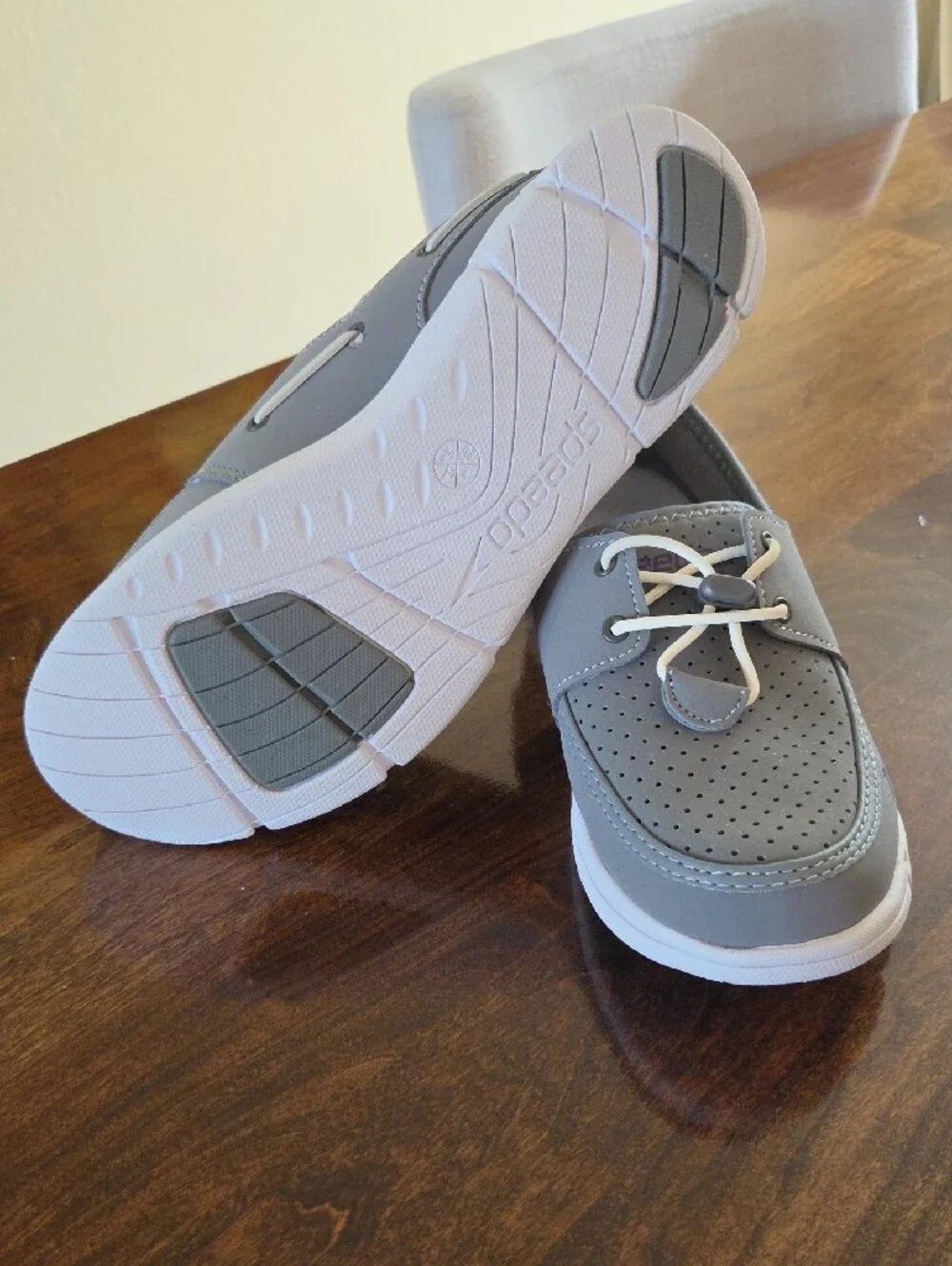 Speedo Women's Grey Perforated Slip-On Loafers with Elastic Toggle